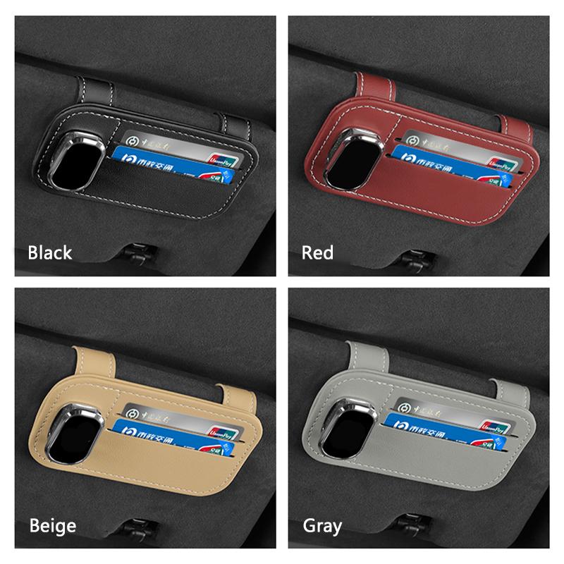 SEAMETAL Автомобильный держатель для очков из искусственной кожи, автомобильный интерьер, козырек от солнца, зажим для солнцезащитных очков