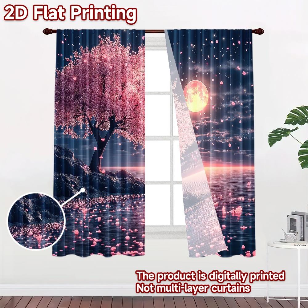 2D плоновый Фон для Фотосъемки Популярный Фон Ткань Ночная Сцена с Цветением Сакуры 100% Полиэстер Праздничные Фоны Использование для