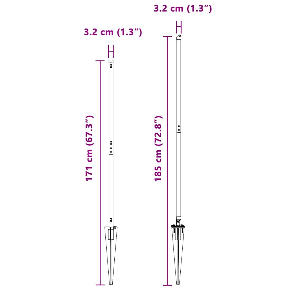 Fence Posts with Drive in Sleeve 7 Pcs Grey