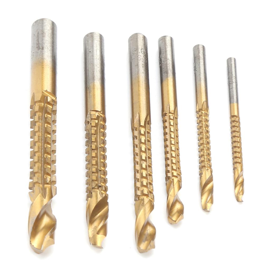 6Pcs Sawtooth Drill Bit Twist Hand Electric Woodworking Saw Drill Allin1 Punching Hole Tool