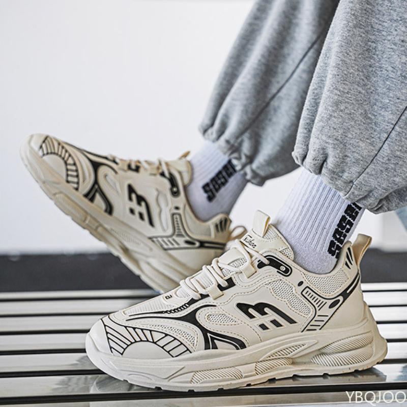 Мужские новые дышащие сетчатые спортивные кроссовки с цветными блоками, модные кроссовки для папы, универсальная толстая подошва, кроссовки для спорта, мужские кроссовки