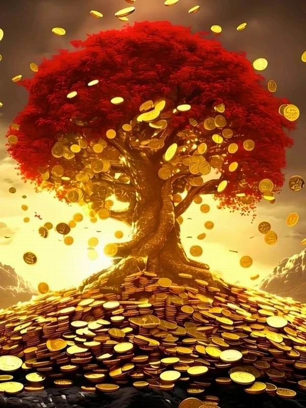 Алмазная картина, новая коллекция 2024, Дерево Богатства, сделай сам, полная квадратная круглая дрель, вышивка стразами, золотой пейзаж, мозаика, наборы для вышивки крестом