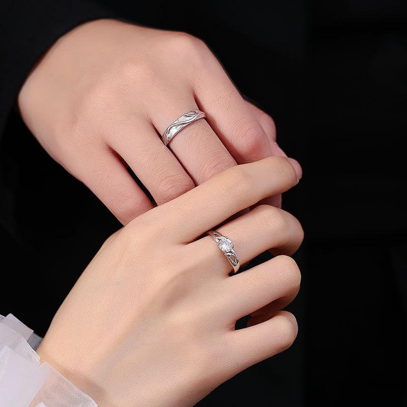 Оригинальное кольцо для пары «Первая встреча» Простое модное универсальное кольцо с бриллиантом Подарок на День святого Валентина для девушки