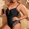 Sexy Leopard Print Plus Size Women's Swimwear Push Up One Piece Swimsuit Slimming Bathing Suit Large Size 4XL