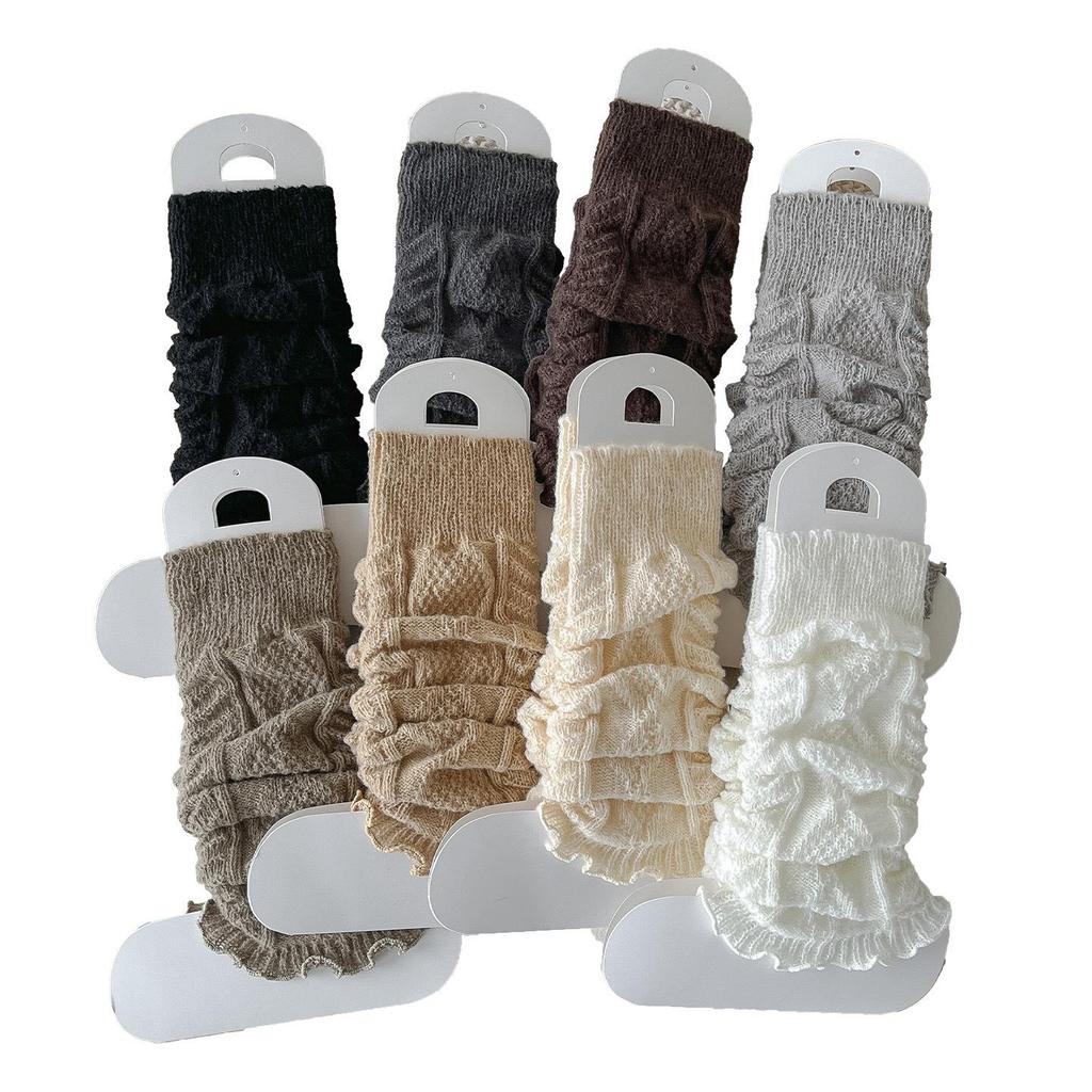 Dark Grey Cable Knit Leg Warmers: Cozy Autumn/Winter Scrunch Socks for Women with Loafers - Solid Color Calf Socks