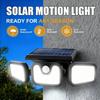 Сверхяркие уличные солнечные фонари с датчиком движения, солнечная лампа, 3 регулируемые головки, водонепроницаемый, на солнечной энергии, настенный, садовый фонарь
