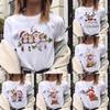 Футболки Kawaii Santa Claus, женские рождественские футболки с принтом животных в стиле Харадзюку с коротким рукавом, белые летние повседневные топы, свободные футболки