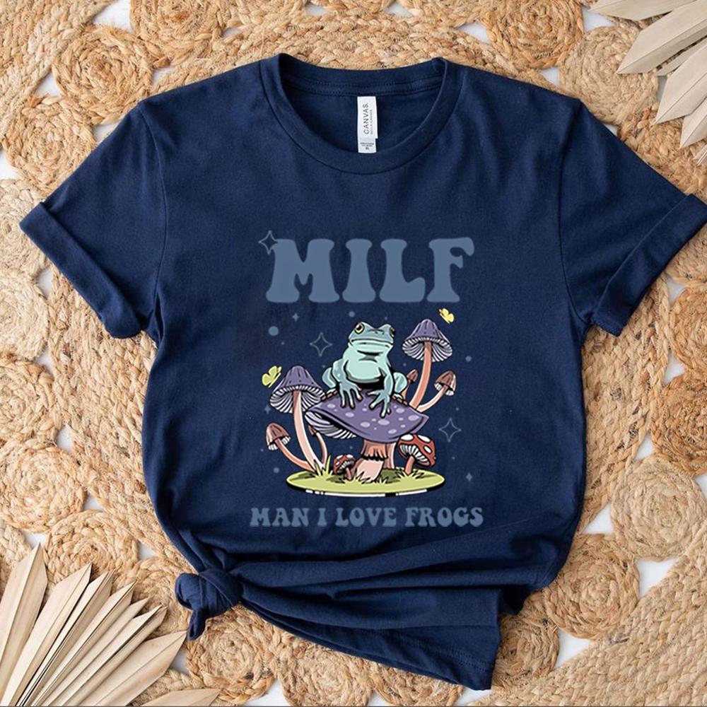 Unisex Retro Frog TShirt Funny Froggy Shirts Frog Lover Shirt MILF Unisex I Love Frogs Graphic Shirt Summer Trendy Casual Tops