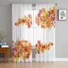 Осенние кленовые листья на ветвях, прозрачные шторы для окон гостиной, прозрачная вуаль, тюлевая занавеска, шторы для спальни, домашний декор