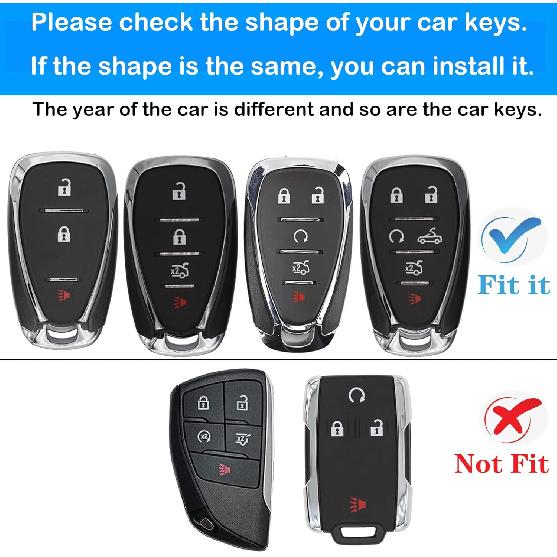 For Chevrolet Key Fob Cover,Case With Keychain,Soft TPU 360 Protection Key Case Compatible With Chevy Malibu Camaro Trax Blazer Traverse Sonic Cruze