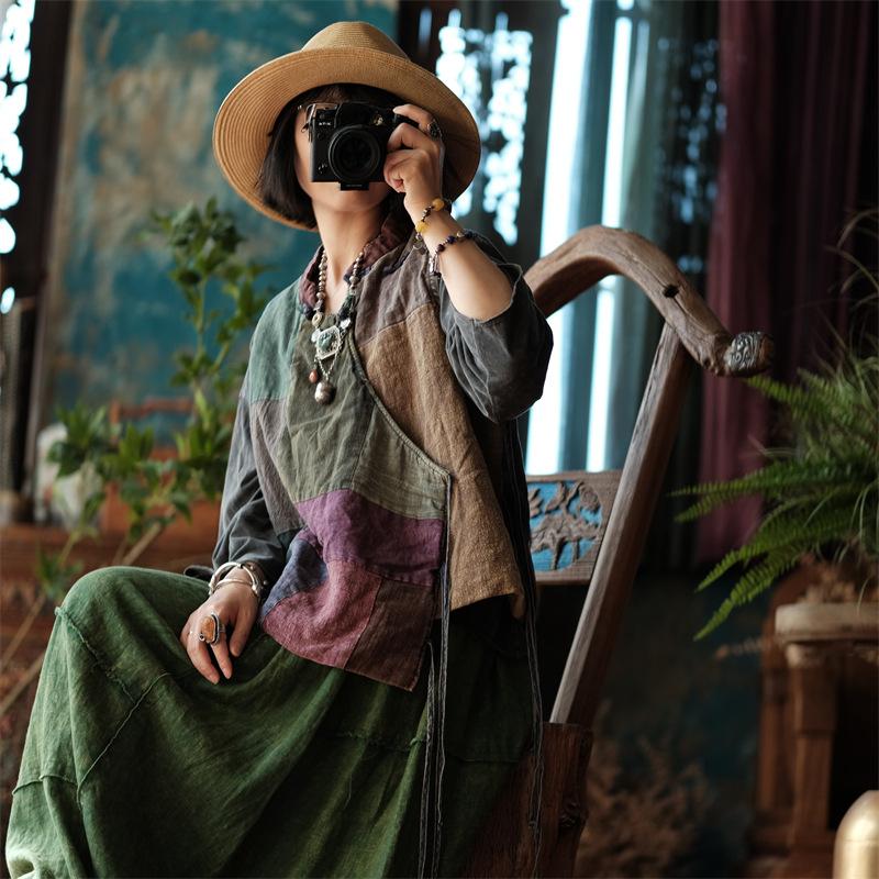 Johnature Женские винтажные лоскутные цветные жилеты, пальто со стойкой, хлопковая льняная одежда, пояс в китайском стиле, плюс хлопковые жилеты