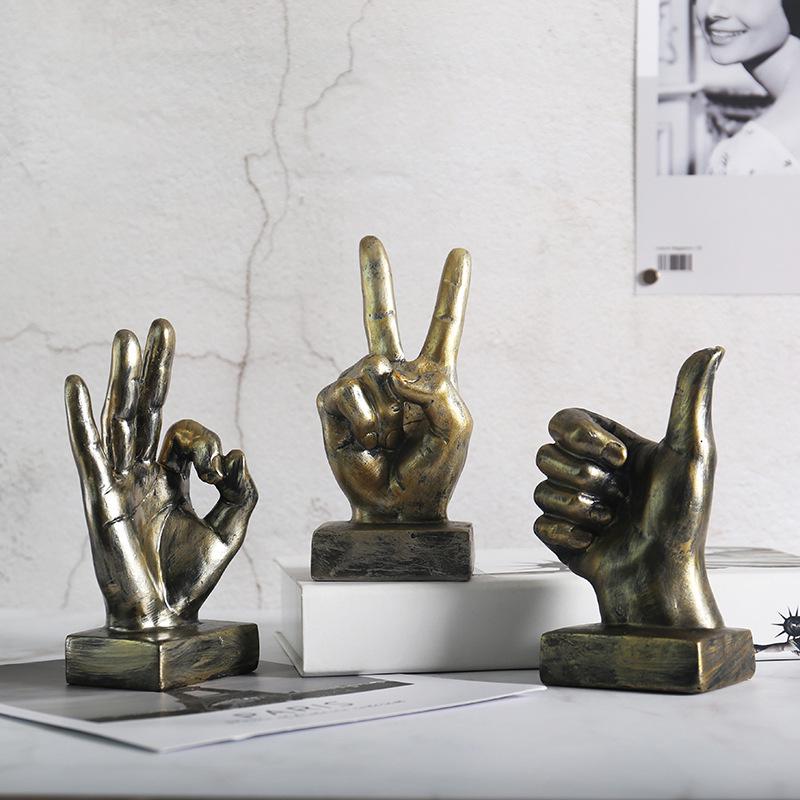 Gesture Finger Model Decoration Home Art Resin Victory Decoration Living Room Coffee Shop Creativity Vintage Desktop Crafts