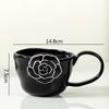 Простота Керамическая рельефная кружка с цветком Креативная большая ручка Кружка для кофе Цветочная чашка для чая Красивая бытовая чашка для воды Пара чашек