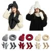 4Pcs/Set Ear Protection Women Hats Scarf Gloves Socks Set Soft Touchscreen Gloves  Outdoor