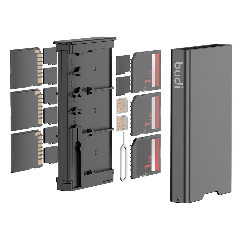 BUDI DC553B Portable Memory Card Storage Box for SD TF Nano Cards Protecter Case