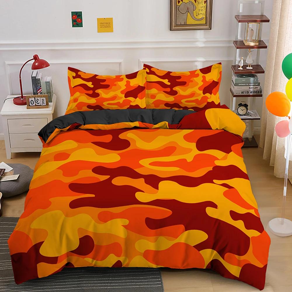 Camouflage Bedding Set Boy Teen Kids Abstract Duvet Cover with Pillowcase King Queen Twin Size Polyester Comforter Cover 2/3Pcs