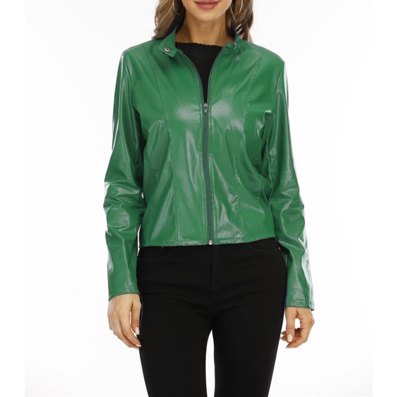 Осенне-зимняя модная кожаная куртка-пиджак женская, городская красота, высококлассный темперамент, с длинным рукавом, женская куртка-пиджак MJ0087