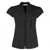 Womens/Ladies Poplin Mandarin Collar Tailored Capped Sleeved Blouse