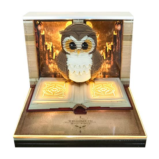 3D Time Piece Calendar Carved Tree Memo Pad 2026 Desk Calendar with LED Light Tear-off Decorative Panda Calendar Christmas Gift for Colleague Friend