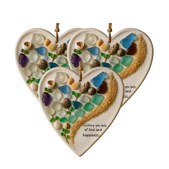 Желаю Вам много любви и счастья. Украшение из морского стекла. Ручная работа. Круглой/в форме сердца.