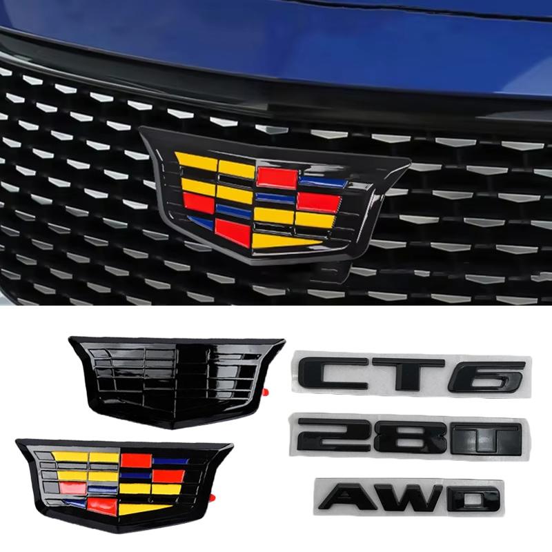 2025 New Car Front Grille Emblems Rear Trunk Logo Decals for Cadillac CT6 40T 28T AWD Fender Badge Cover Stickers Accessories AHS1