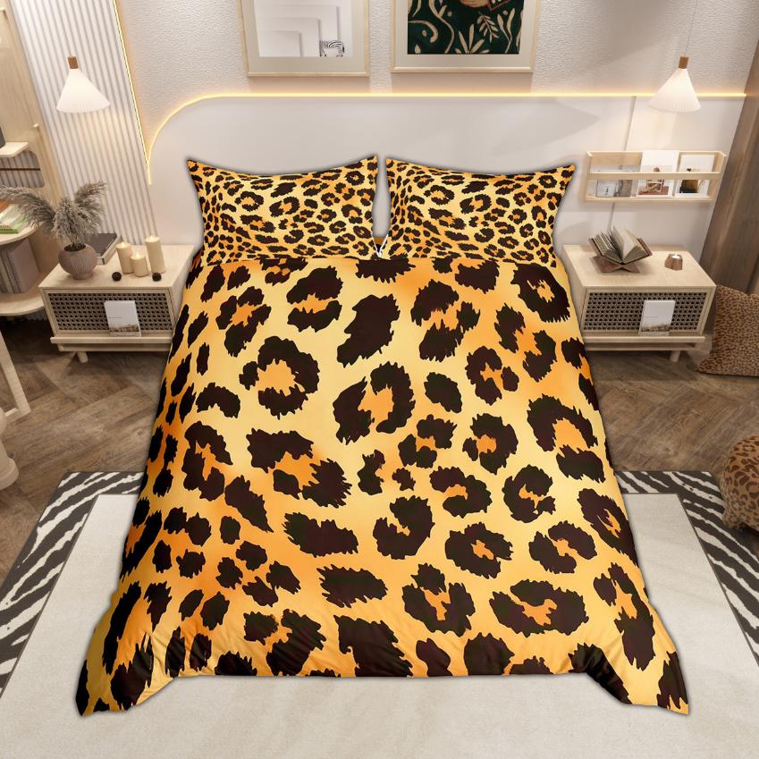 Homewish Коричневый Комплект Пододеяльника с Принтом Гепарда Шикарный Комплект Пододеяльника с Леопардовым Принтом Комплект Постельного Белья на Тему Животных Джунглей