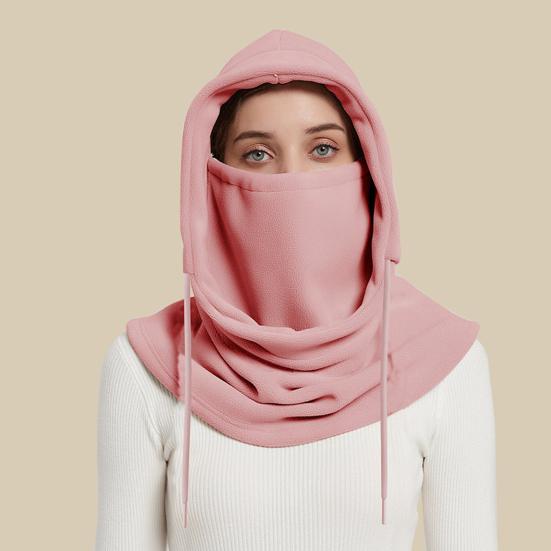 Флисовый головной убор для верховой езды однотонный с регулируемой кулиской 3 в 1 шапка для катания на лыжах с защитой лица и шеи, аксессуар для велоспорта