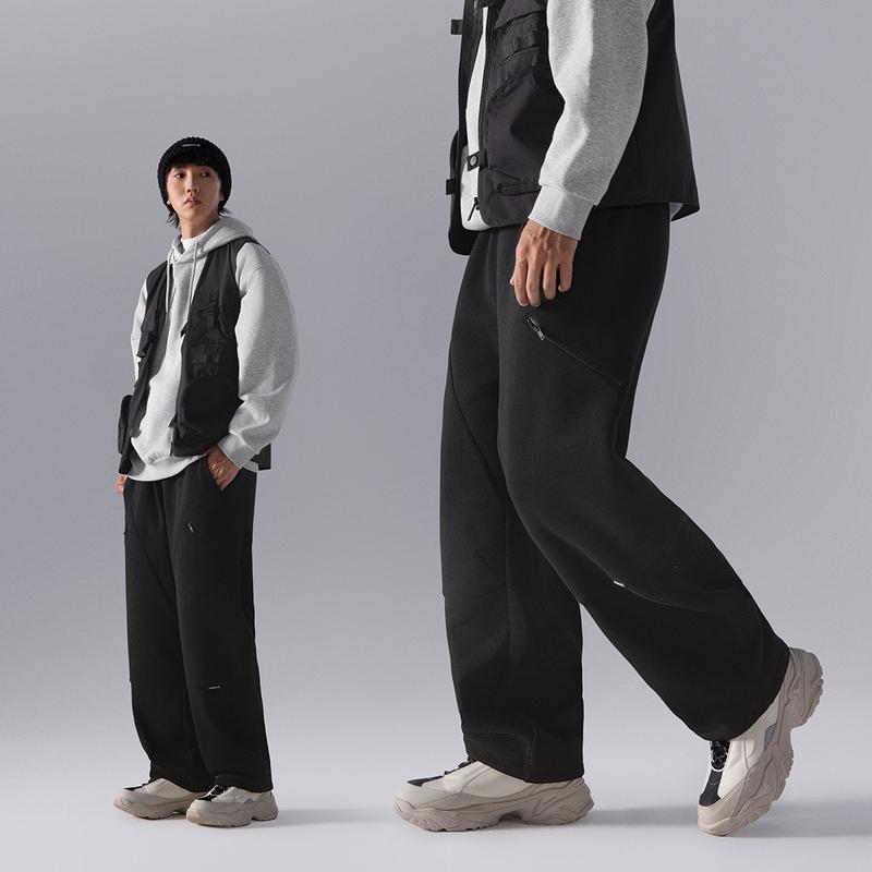 Li Ning CF Suo флисовые теплые антистатические прямые свободные спортивные штаны мужские низ черные AKLU905-4