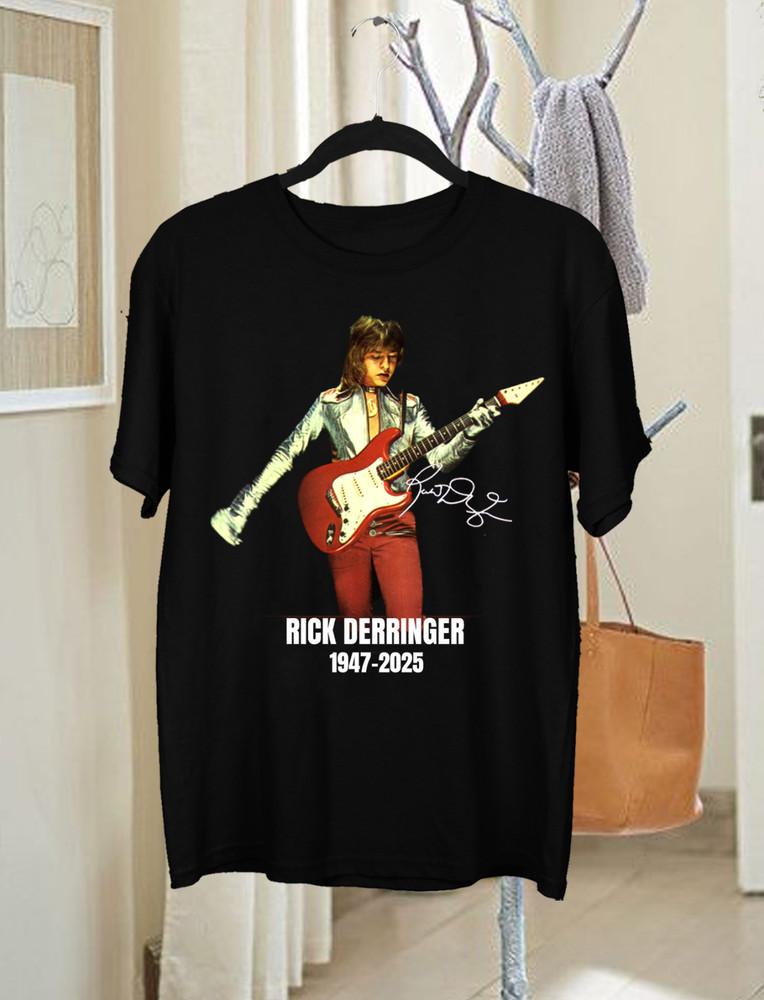 NEW Rick Derringer Guitarist 1947-2025 T Shirt Black All Size AL823
