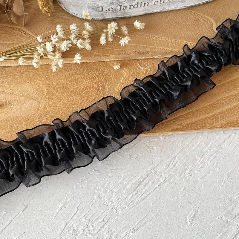 Черная кружевная органза для самостоятельного изготовления одежды и аксессуаров - украшение горловины и подола юбки