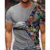 2024 Men's Leisure 3D Digital Printing Sports Style Loose Large Short Sleeved T-shirt