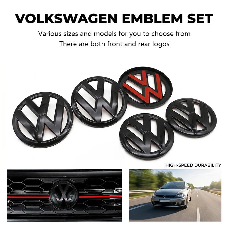 O42pcs ABS Car Front Grill Emblem Rear Trunk Badge Logo for Volkswagen VW Polo 2011-2013 2014-2018 2019-2024 Scirocco Quality Kit WEWG1
