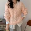 Autumn Round Neck Loose Knitted Sweater Women Vintage Casual Pullovers Women Long Sleeve Twists Winter Korean Jumpers Tops 28893