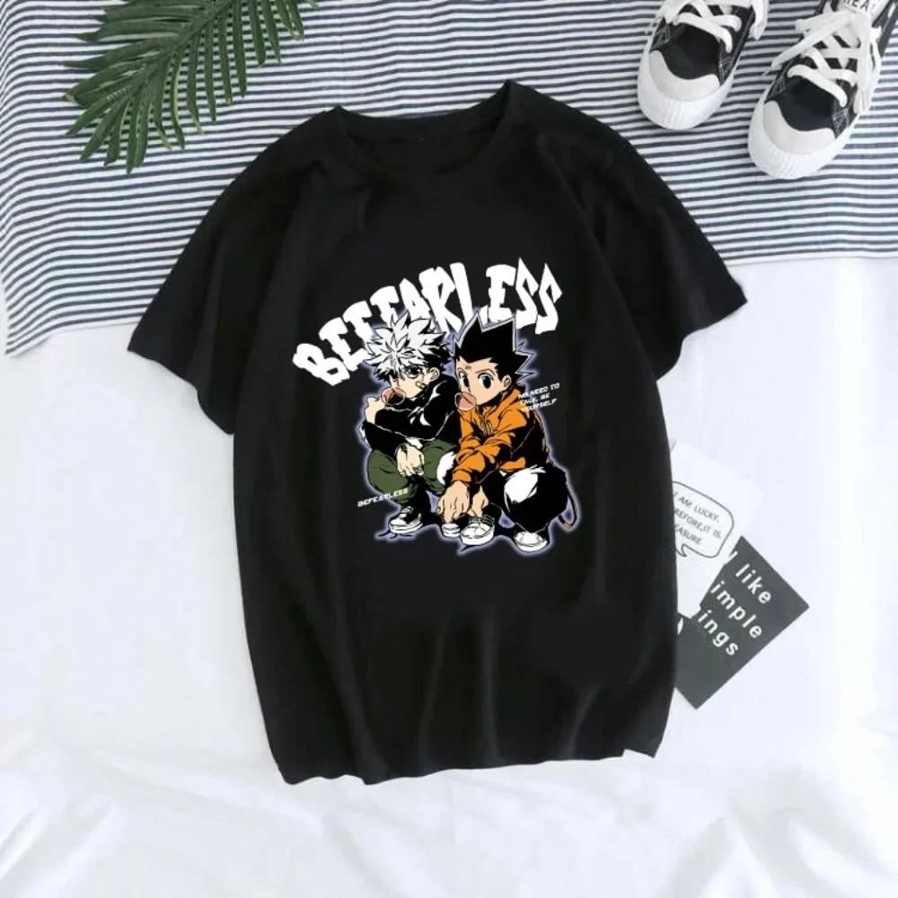 Футболка аниме Hunter X Hunter Япония унисексга Хисока Киллуа Золдик Кавайи Смешные футболки Курапика Глаз Дьявола Футболки с коротким рукавом Топы унисекс