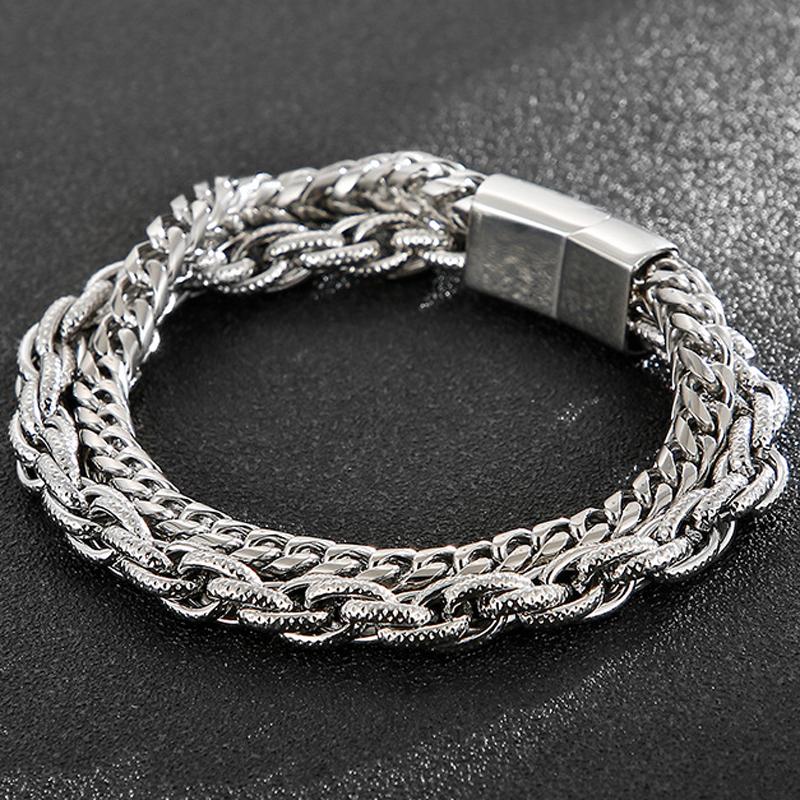 Двухслойная цепочка шириной 12 мм, мужской браслет, мужской браслет золотого цвета из нержавеющей стали, металлический браслет на руку, ювелирные изделия дружбы