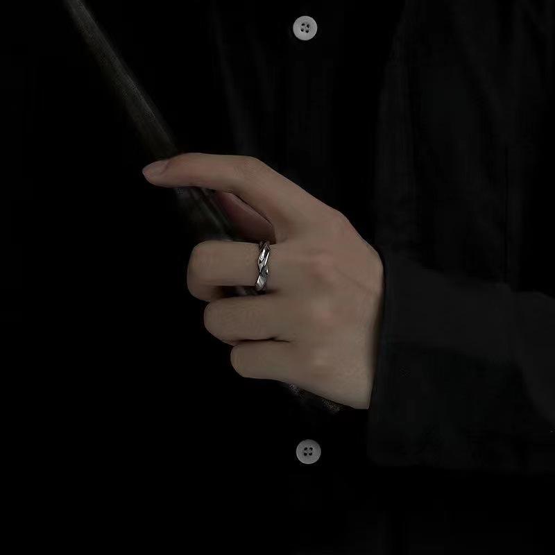 Кольцо Mobius Wave из серебряного сплава с открытым кольцом для женщин, простые ретро-мужские ювелирные изделия, трендовые аксессуары