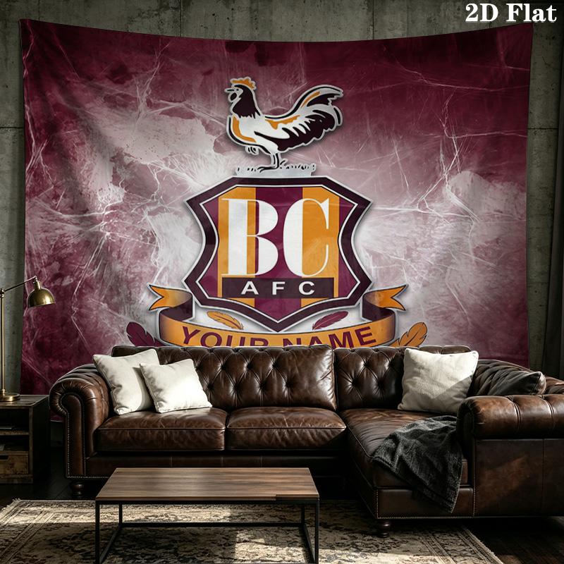 Custom Name Bradford City Printed Tapestry – Wall Hanging for Bedrooms, Dorms, and Home Decor