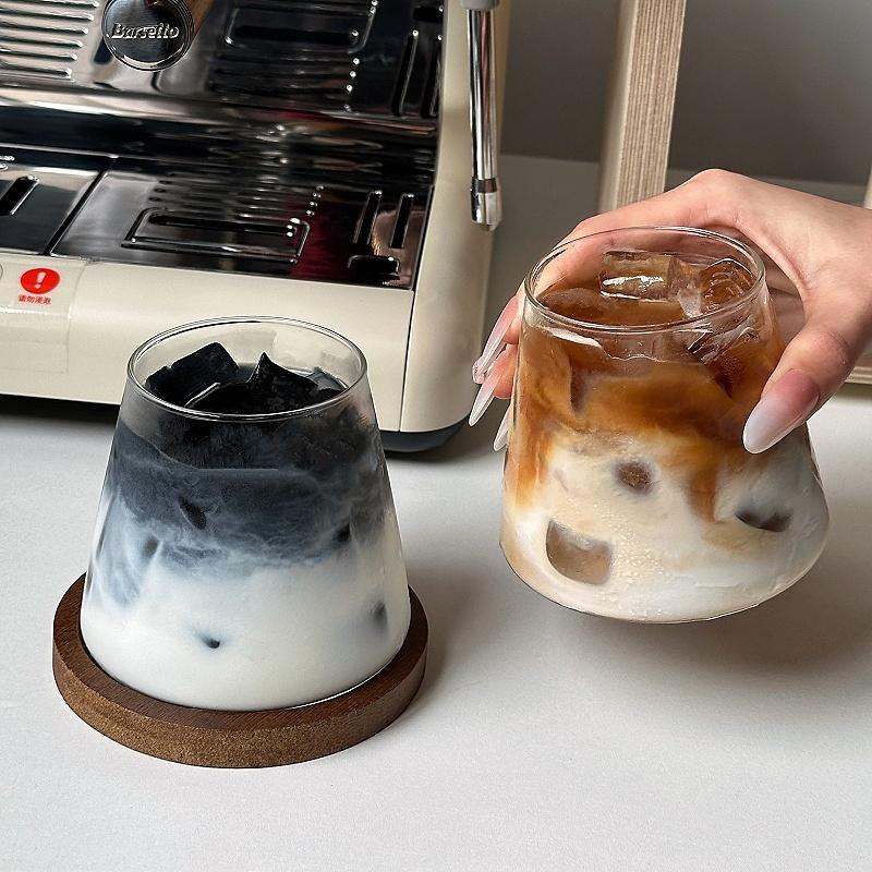 2/4pcs Glass Cup Cold Coffee Cups 300ml Drink Glass Cup Kitchen Accessorie 350ml Cup for Milk Tea Juice Cup Drink Glasses Bottle
