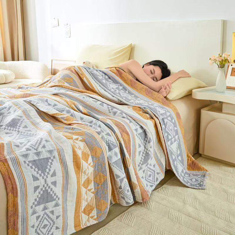 Хлопковое трехслойное марлевое одеяло класса А, машинная стирка, летнее прохладное одеяло для кондиционирования воздуха, покрывало для сна в офисе, мягкое одеяло-полотенце