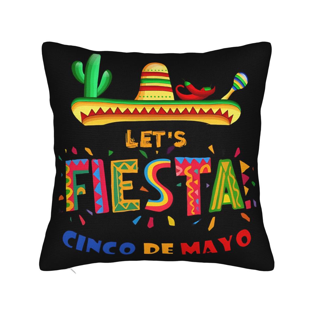 Let'S Fiesta Party Printed Pillow Case Mexican Amigo Cinco De Mayo Sombrero Morden Pillow Cover Soft Pillowcases