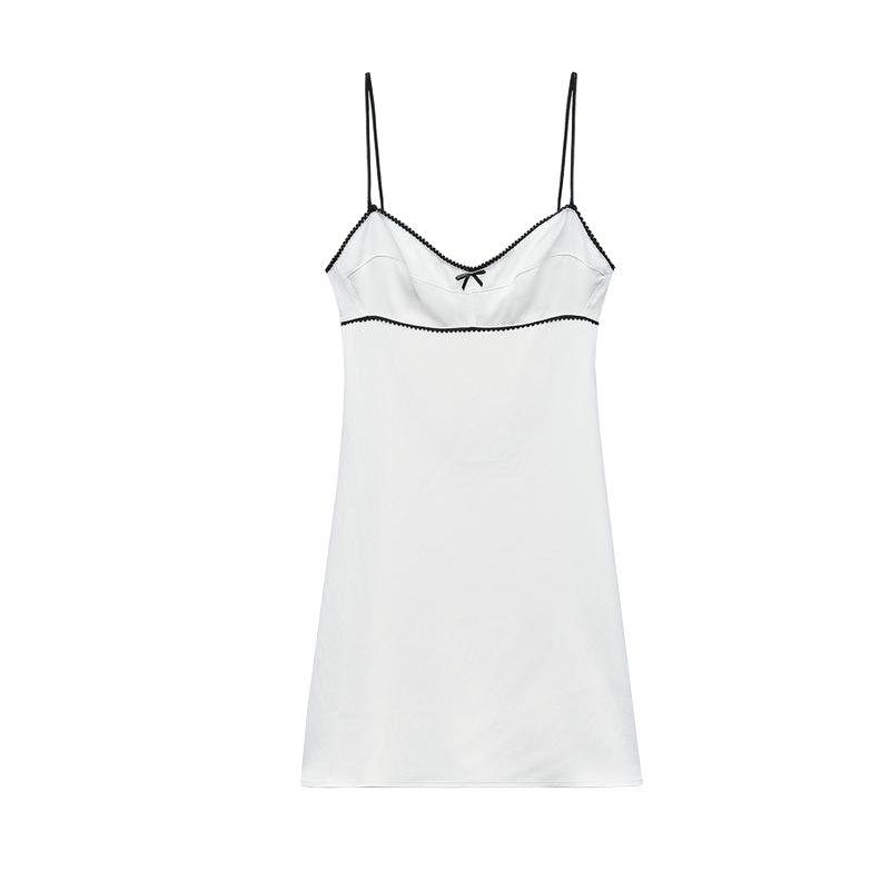 Spring New Suspender Evening Dress White Open Back French Silk Satin Texture Intimates Style Dress 1131808