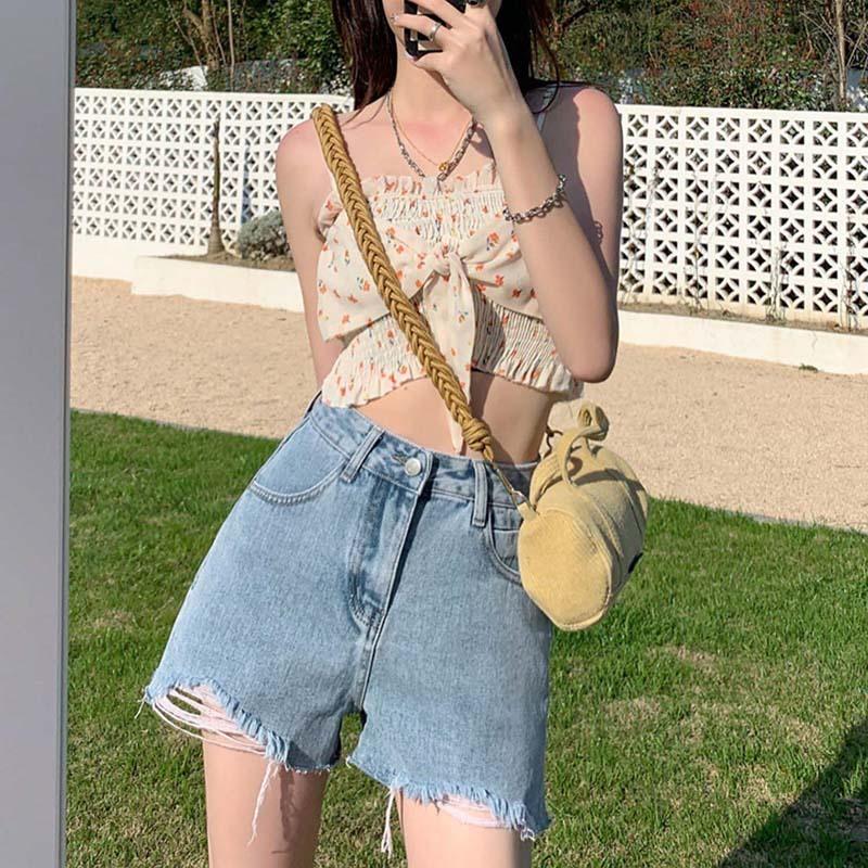 Джинсовые шорты женские тонкие летние модные повседневные брюки с высокой талией для похудения