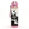 1PC Vintage Newspaper Text Collage Print 750ml Color Plastic Sports Water Bottle Leakproof Flip Straw Lid Suitable for Sports Office Home Use