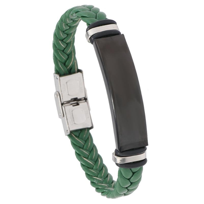 Beautiful jewelry braided stainless steel men bracelet casual glossy leather bracelet bracelet