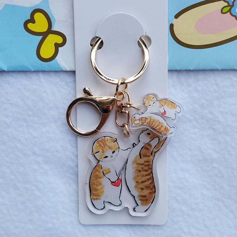Мультяшное животное акриловый брелок милый мультяшный кулон с кошкой прозрачный двухсторонний кулон с кошкой брелок студенческие подарки