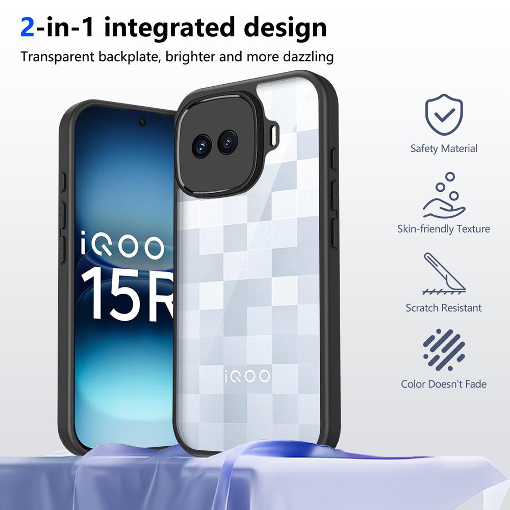 KEYSION Прозрачный чехол для телефона для IQOO 15R 5G Мягкий силикон+ПК HD Clear Простой ударопрочный задний чехол для телефона для IQOO Z11 Turbo
