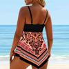 Women's Double Shoulder Strap Bikini Suit Swimsuit Top Tankini Swimsuit Strip Print Swimsuit