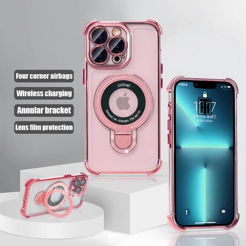 Новый прочный магнитный держатель-кольцо Magsafe для iPhone 16 15 14 13 11 12 Pro Max Plus, противоударный, тонкий, с гальваническим покрытием, прозрачный чехол