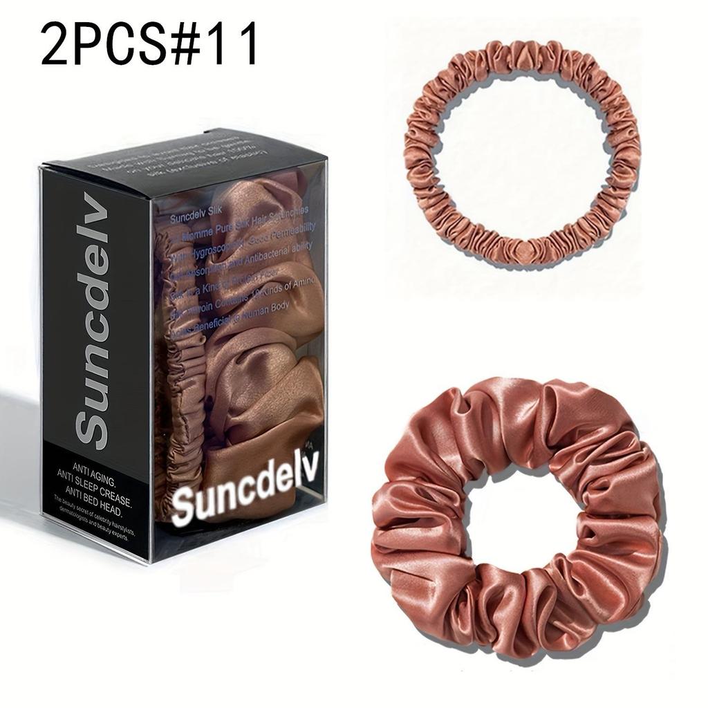 2 шт. 100% натуральный шелк однотонные резинки для волос высокого качества резинки для волос 22Momme женские большие повязки для волос аксессуары для волос маленькие+большие