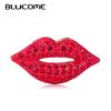 Fashion Red Lips Shape Brooch Crystal Alloy Gold Color Jewelry Pins Women Girls Suit Dress Scarf Bag Accessories Gifts